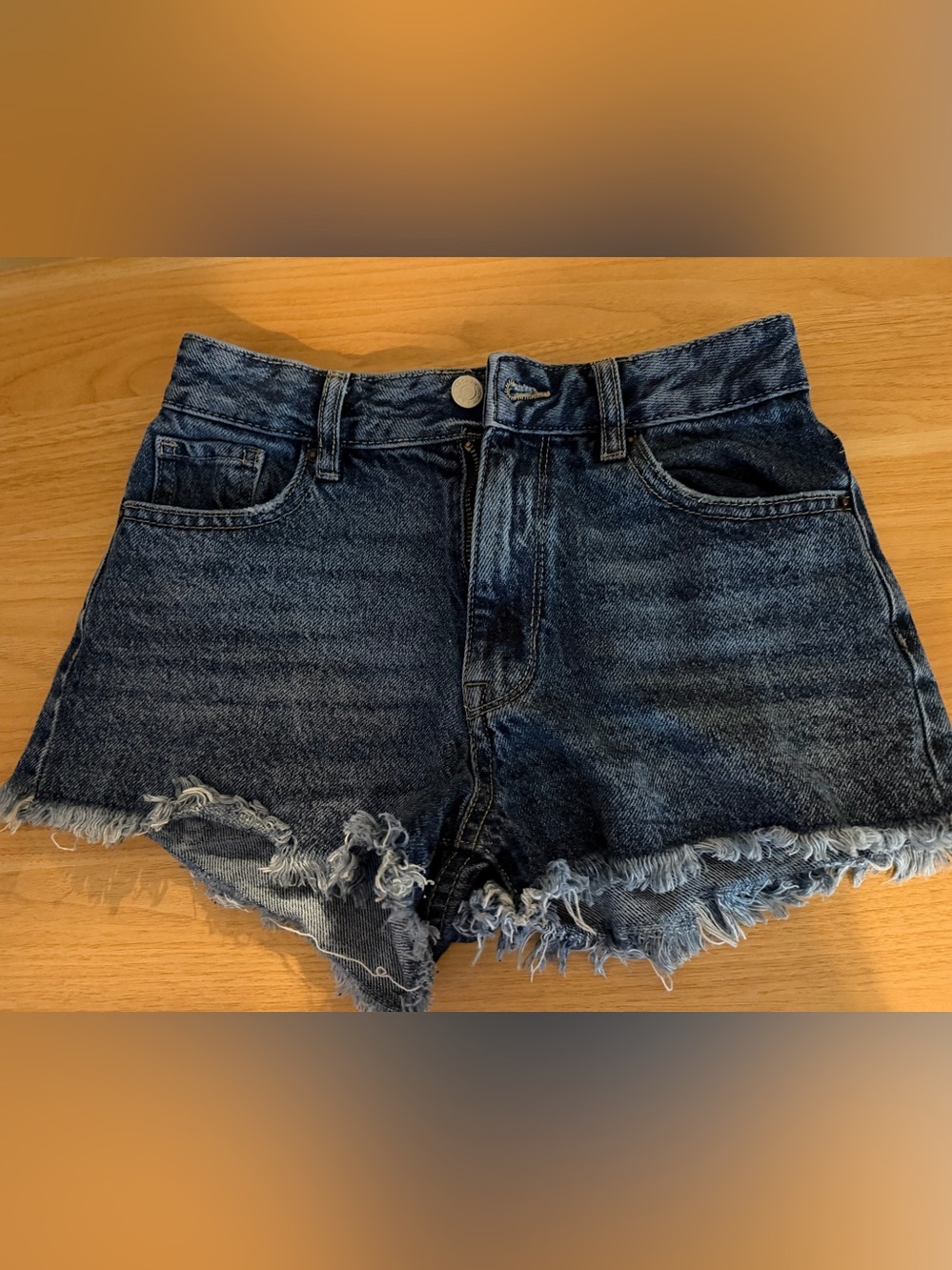 PacSun High Rise Festival Denim Shorts Raw Hem Medium Wash Size 23